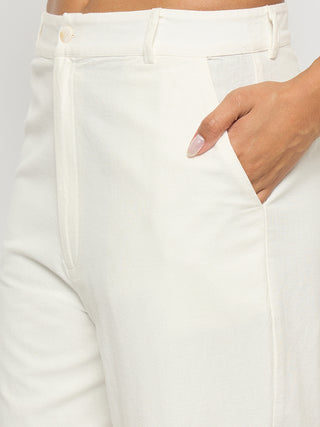 Madame Dori Embroidered White Cotton Blend Co-ord Set