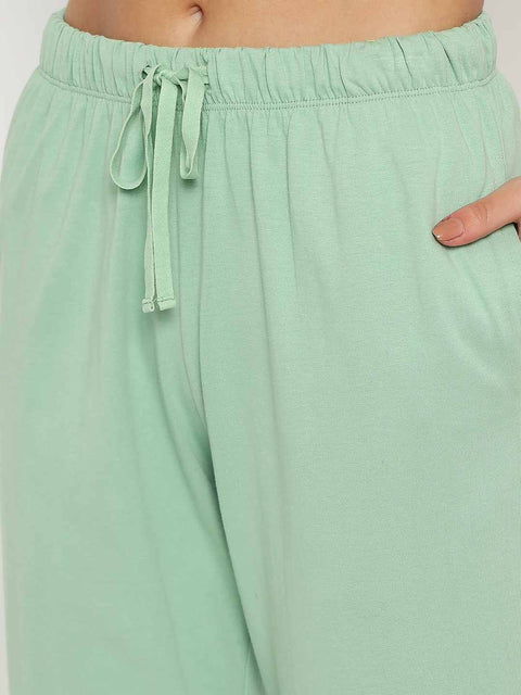 mSECRET Embossed Top and Bottom Mint Green Cotton Night Suit
