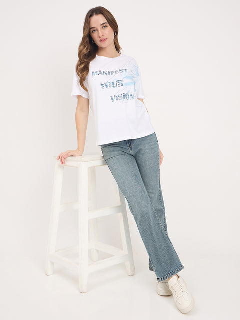 Madame Mid Blue Cotton Whiskered Straight Fit Ankle Jeans