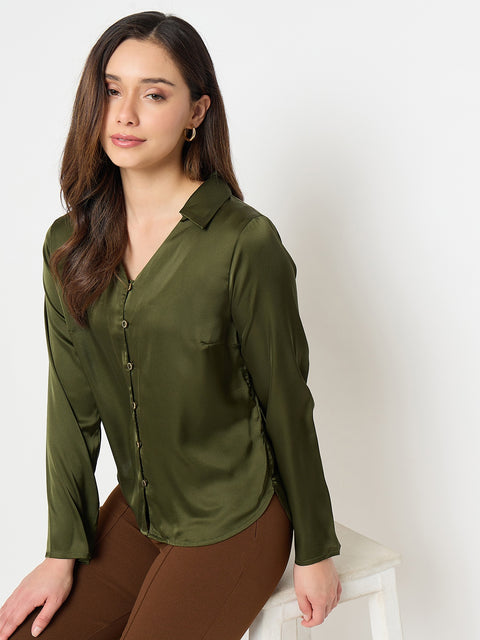 Madame Olive V-Collar Solid Shirt