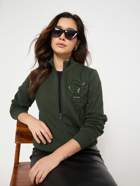 Madame Mock Neck Embellished Sweatshirt