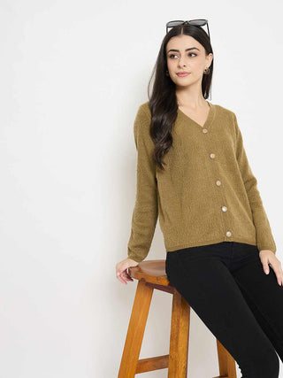 Madame Cable Knit Khaki Cardigan
