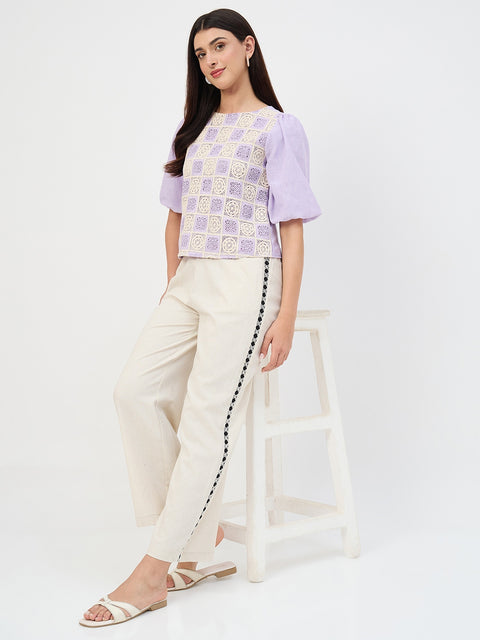 Madame Beige Straight-Fit Linen-Blend Trousers