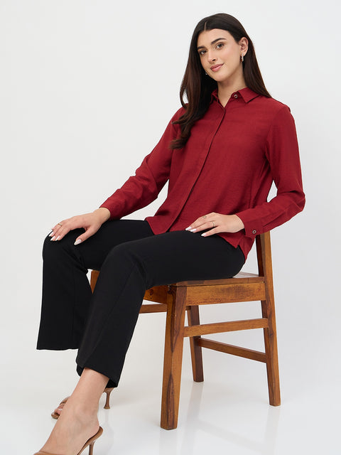 Madame Maroon Rayon-Blend Shirt