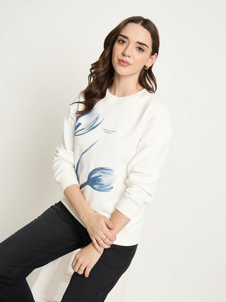 Madame Floral Print White Sweatshirt