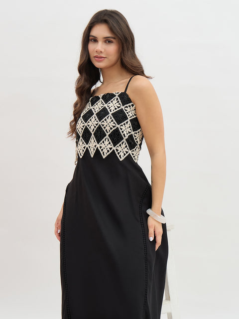 Madame Rayon Blend Crochet Overlay Dress