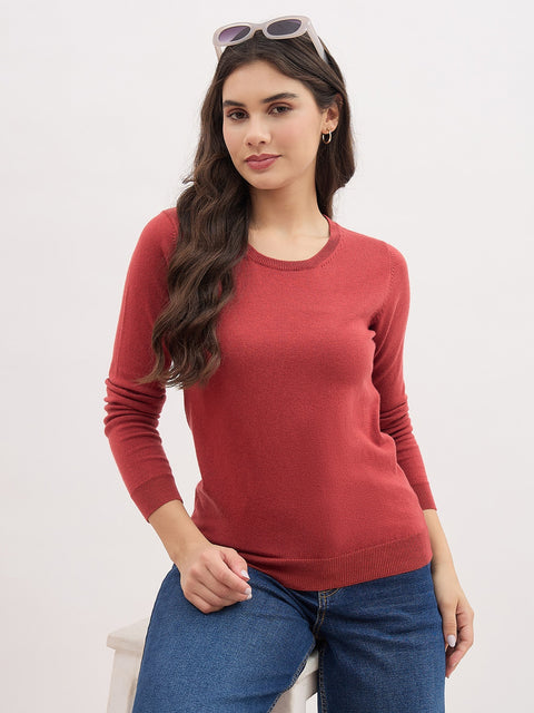 Madame Dark Rust Basic Pullover Sweater