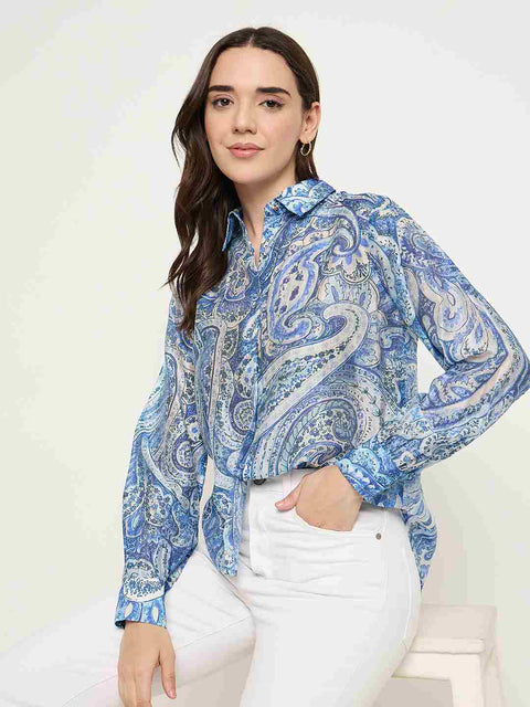 Madame Paisley Print Blue Shirt