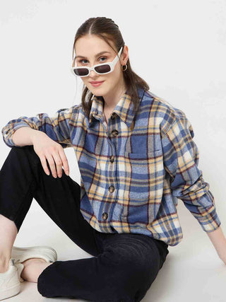 Madame Quilted Blue Puffer Jacket with Hood