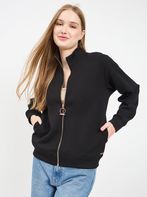 Madame Solid Black Sweat-Shirt