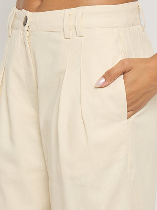 Madame Off-White Sleeveless Vest and Trousers Co-ord Set