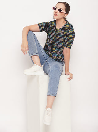 Madame Regular Fit Round Neck Printed T-shirt