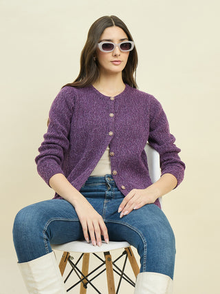 Madame Purple Cardigan with Buttons