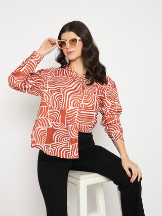 Madame All Over Print Rust Orange Shirt