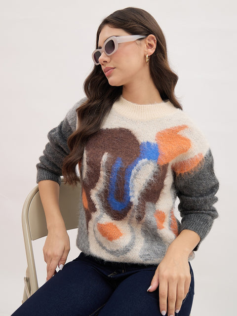 Madame Multicolor Printed Sweater