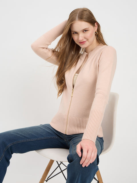 Madame Blossom Pink Zipper Sweater