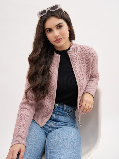 Madame Mauve Fancy Zipper Sweater