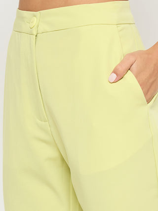 Madame Solid Sleeveless Top and Bottoms Lime Green Co-ord Set