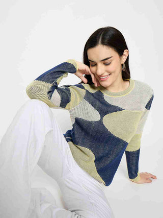 Madame Geometric Print Multicolor Knitted Top