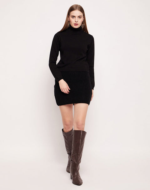 Madame Skirt And Turtleneck With Shrug Black Co-Ord Set