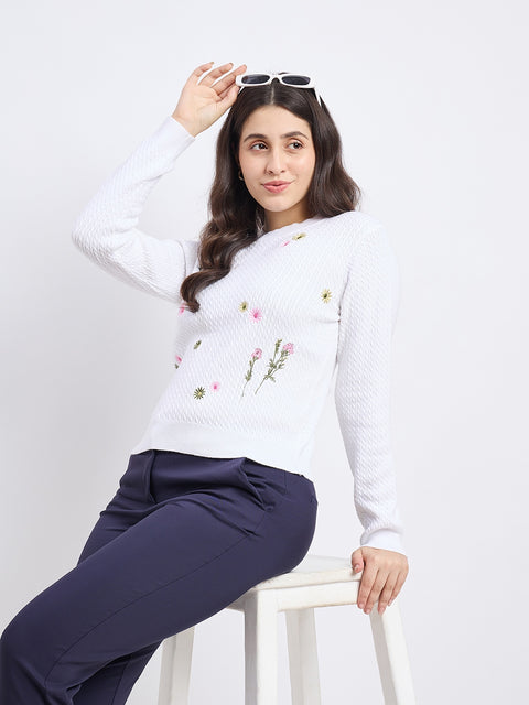 Madame White Cotton Knit Top