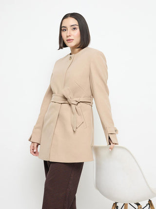 Madame Beige Belted Long Coat