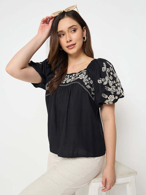 Madame Rayon Blend Black Top