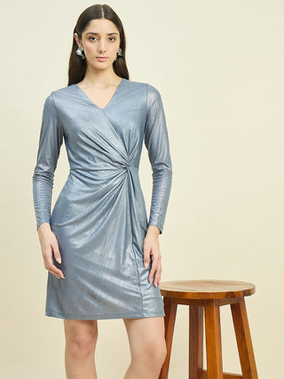 Madame Cinched Waist Grey Bodycon Dress