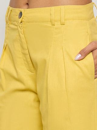 Madame Mustard Yellow Sleeveless Vest and Trousers Co-ord Set