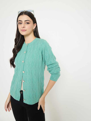 Madame Cable Knit Sea Green Cardigan