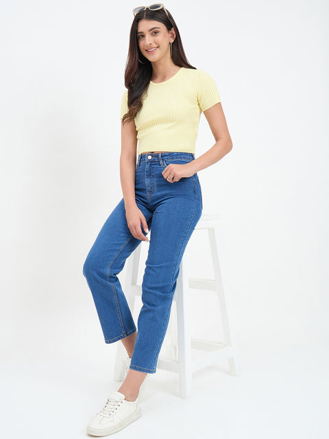 Madame Mid Blue Straight Fit Jean