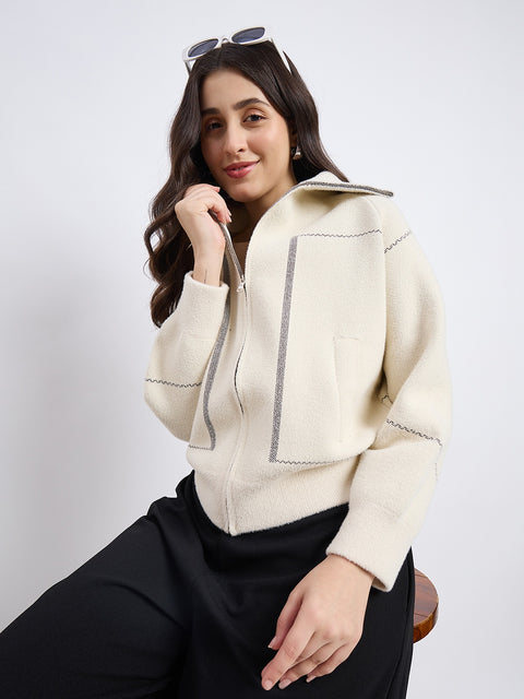 Madame Beige Polo Zipper Sweater