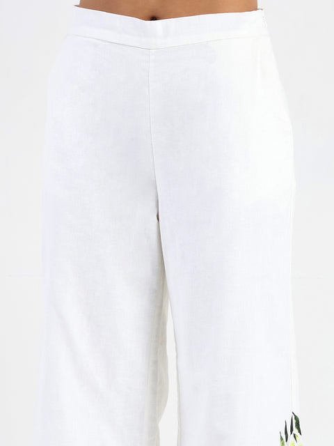 Madame Printed Top and Bottoms Ivory Cotton Blend Co-ord Set
