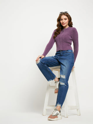 Madame Blue Straight Fit Distressed Jeans