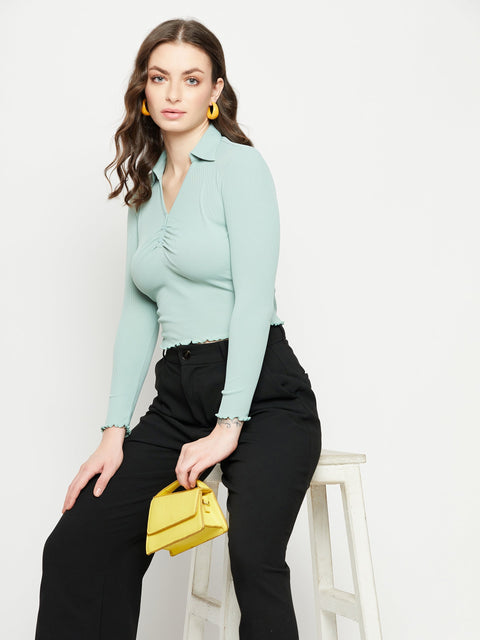 Madame Mint Ribbed Crop Top