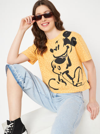 Madame Disney and Animal Printed Mustard Yellow Cotton Top