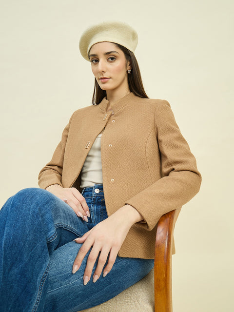 Madame Khaki Mock Neck Coat
