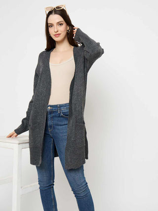 Madame Acrylic Dark Grey Long Open Shrug