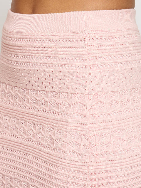 Madame Schiffli Top and Skirt Pink Cotton Knit Co-ord Set