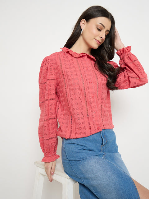 Madame Coral Cotton Lace Fabric Top