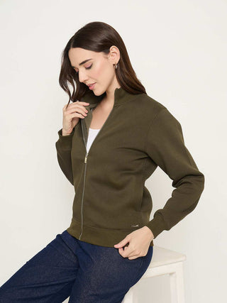 Madame High Neck Olive Sweatshirt