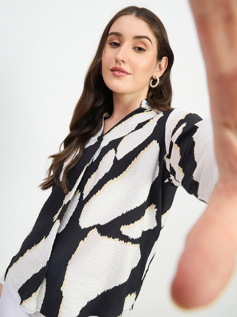 Madame Floral Black Rayon Blend Shirt