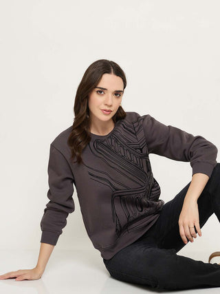 Madame Printed Grey Sweatshirt