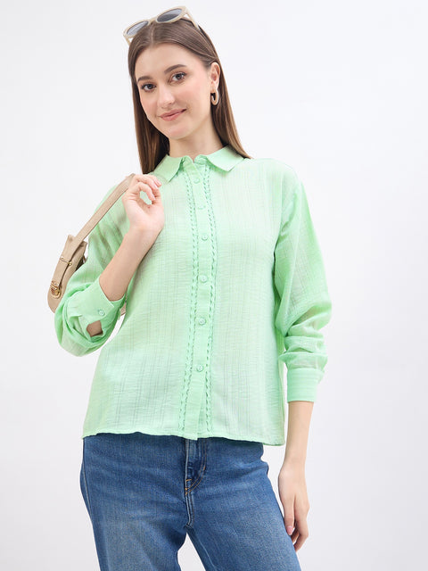 Madame Lace Detail Mint Green Shirt