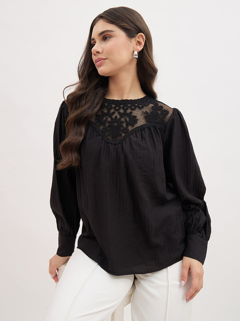 Madame Lace Detailing Rayon Blend Top