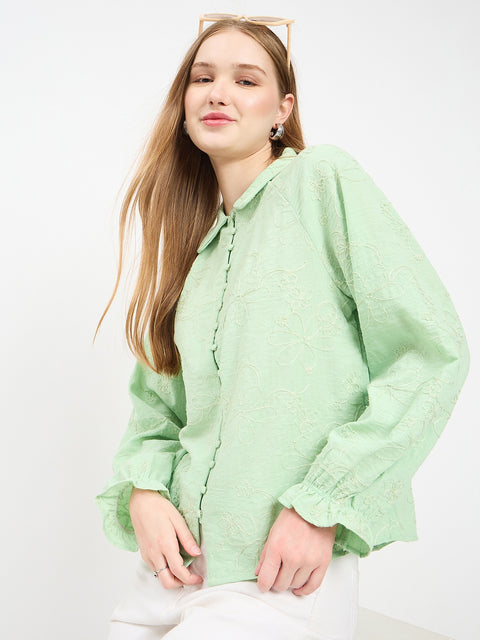 Madame Solid Mint Green Shirt