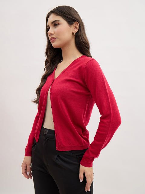 Madame V Neck Red Cardigan
