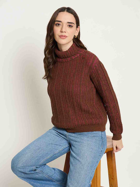 Madame Brown Self Striped Sweater