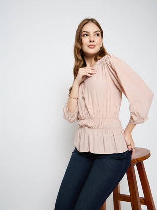 Madame Rayon Blend Pink Peplum Top