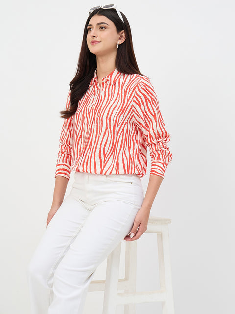 Madame Red Printed Rayon Shirt